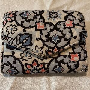 Vera Bradley Floral Quilted Wallet - Black, Blue, Pink